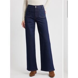 FRAME Le Slim Palazzo Patch Pocket High Waist Wide Leg Jeans Dark Wash NEW 32